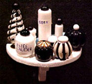 Dollhouse Miniature Cosmetic 1/2 Round Shelf-Black/White